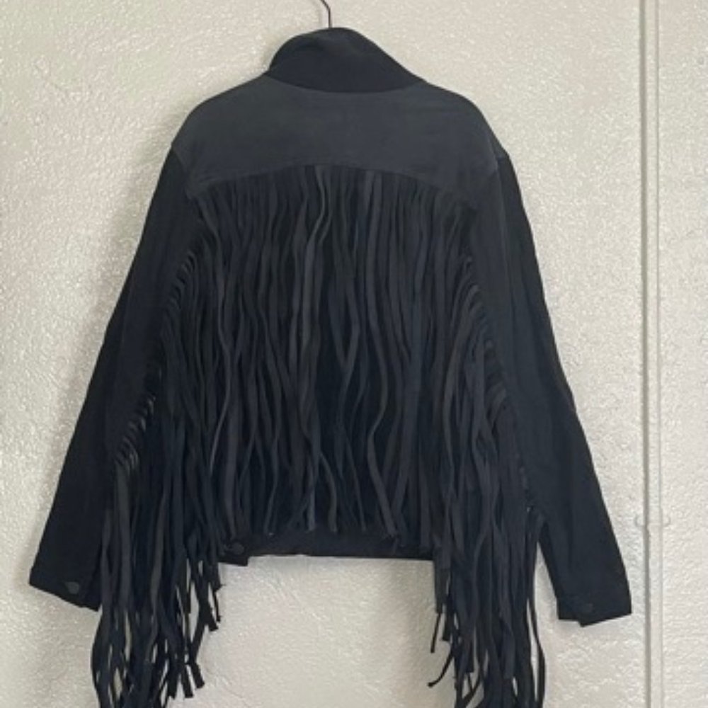 Triarchy / Atelier Denim Black Fringe Jacket